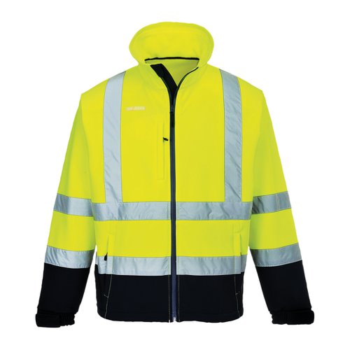 Portwest Hi Vis Contrast Softshell 3L 5XL Yellow/Navy | POW35874 | Portwest