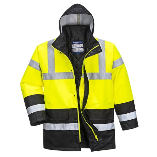 Portwest Hi Vis Contrast Winter Traffic Jacket XS Yellow/Blk | POW36377 | Portwest