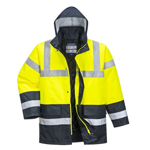 Portwest Hi Vis Contrast Winter Traffic Jacket 4XL Yellow