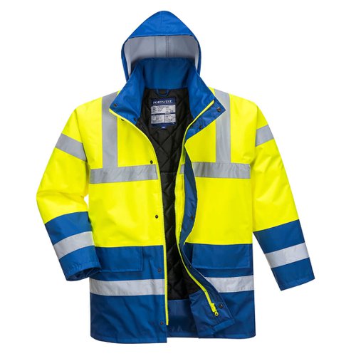 Portwest Hi Vis Contrast Winter Traffic Jacket 2XL Yellow/Royal