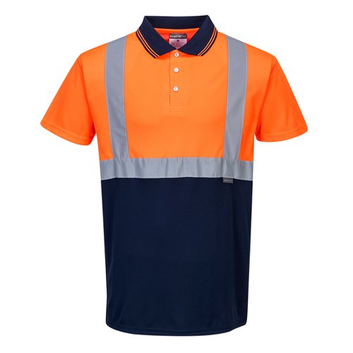 Portwest Hi Vis Contrast Polo Shirt S/S XS Orange/Navy