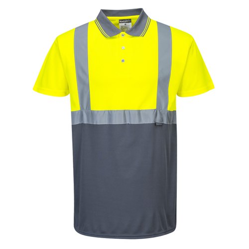 Portwest Hi Vis Contrast Polo Shirt S/S XL Yellow/Gry