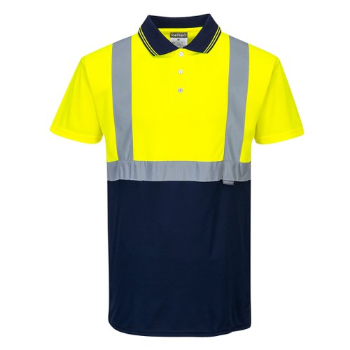 Portwest Hi Vis Contrast Polo Shirt S/S XS Yellow/Navy POW26293