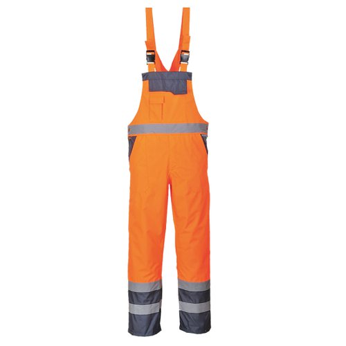 Portwest Hi Vis Breathable Contrast Rain Bib and Brace 3XL Orange/Navy