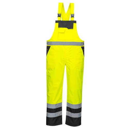 Portwest Hi Vis Breathable Contrast Rain Bib and Brace S Yellow/Blk | Portwest