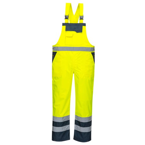 Portwest Hi Vis Breathable Contrast Rain Bib and Brace XS Yellow/Navy