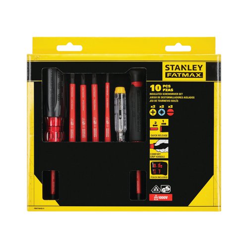 Stanley Fatmax Vde Multi Bit 10 Piece Screwdriver Set In Pouch Fmht66426 0