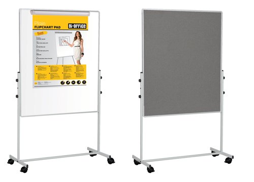 Bi-Office Mobile Duo Easel Grey Felt and Magnetic Surface 70x120cm EA4726075