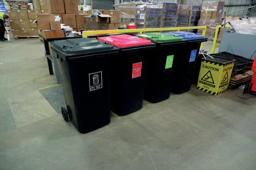 VFM Wheelie Bins 240L With Colour Coded Lids and Recycling Stickers (Set of 4) 426069