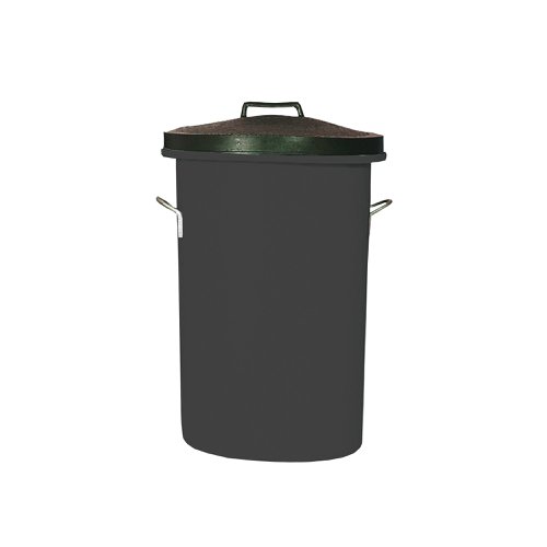 Heavy Duty Cylindrical Storage Bin with Lid Black 311960