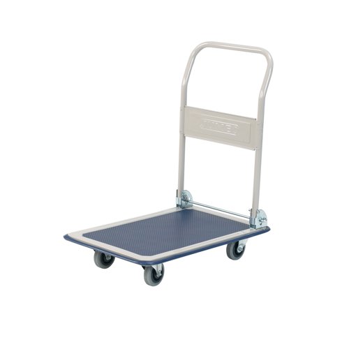 Getting your materials from A to B is half of the job, and how better to do it than by using this convenient folding handle hand truck. The truck will take up to 125kg of weight as you transport goods around your warehouse, factory or other workplace, and the handles will fold down, enabling easy storage where there is not a lot of space available. With a base manufactured from pressed steel, the truck has all-round buffering which will protect furniture and walls from bumps and knocks.