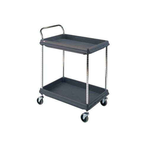 2 Tier Black H1041x W984xD689mm Deep Ledge Trolley 322447