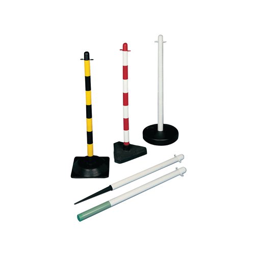 SBY18996 | Ideal for industrial use, this red and white striped barrier post is flexible in its uses and comes with a 3kg weighed triangular base which enables the post to be safely freestanding. Quick and easy to install, the post can be used in conjunction with the chain barrier system and attached using S-hooks or connector links. The post stands at a height of 880mm and is ideal for use as a barrier or part of a warning sign.