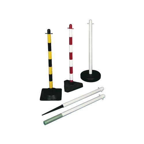 SBY19000 | Ideal for industrial use or pedestrian control, this red and white striped barrier post is flexible in its uses and comes with a rubber square base which enables the post to be safely freestanding. Quick and easy to install, the post can be used in conjunction with the chain barrier system and attached using S-hooks or connector links. The post stands at a height of 800mm and is ideal for use as a barrier or part of a warning sign.