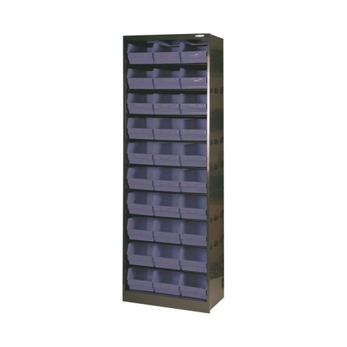 Metal Bin Cupboard with 30 Polypropylene Bins Dark Grey Black 371834 | HC Slingsby PLC