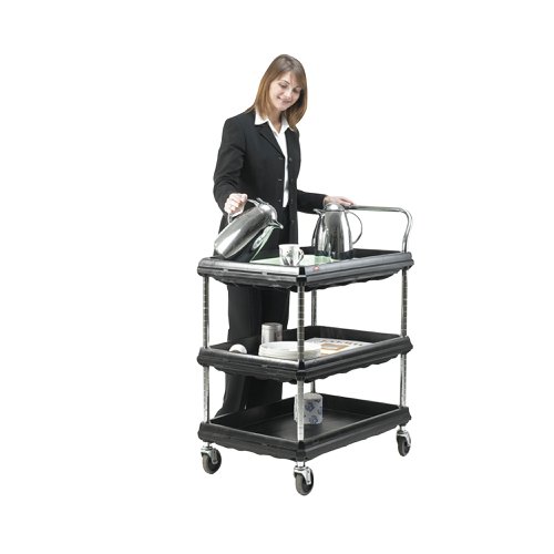 3 Tier Black W832xD546xH1041mm Deep Ledge Trolley 375055