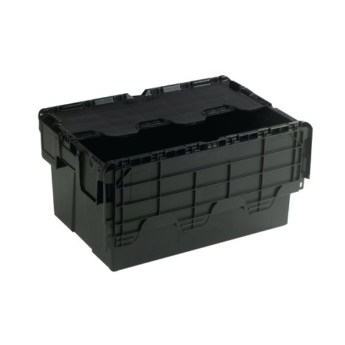 Store your goods and possessions safely and securely with this polypropylene container with an attached lid. Manufactured from strong, durable material it has a reinforced base for conveyor use and securely protects the contents from damage. The container is capable of handling a range of temperatures from -20 degrees Celsius to +80 degrees Celsius for effective storage in a range of environments.