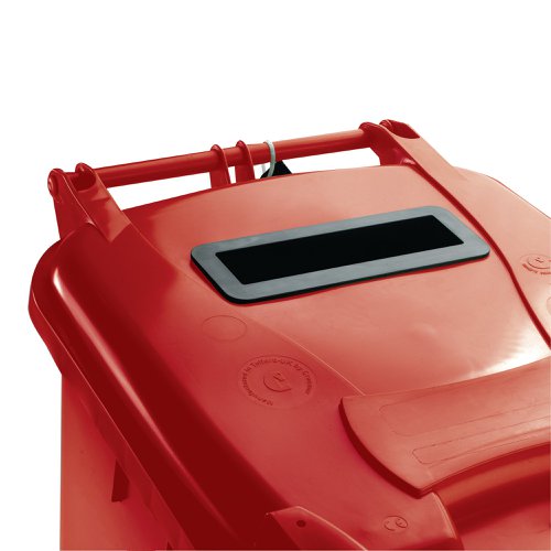 This tough and durable bin is made from UV stabilised polyethylene and conforms to all relevant standards for waste bins. Designed to keep all waste confidential with a slot and lid lock, it ensures that your waste is not removed or tampered with before collection. The bin has a capacity for up to 140 litres of office, warehouse or household waste and is hard wearing, withstanding heavy duty usage.