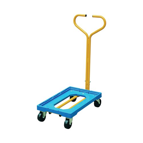 SBY27610 | Designed to alleviate the transporting of large and heavy containers, this plastic dolly from VFM is suitable for use with a range of differently sized containers and will take a load capacity up to 250kg at the maximum. The dolly is made from a strong and durable plastic which will evenly support your load, while the handle enables you to easily pull your goods along whether you are in a warehouse, factory or any other workplace.