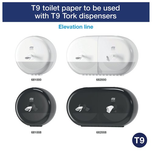 Tork T9 SmartOne Mini Toilet Roll 2-Ply 620 Sheets (Pack of 12) 472193