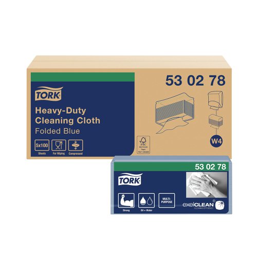 Tork W4 Cleaning Cloth Blue 100 Sheets (500 Pack) 530278