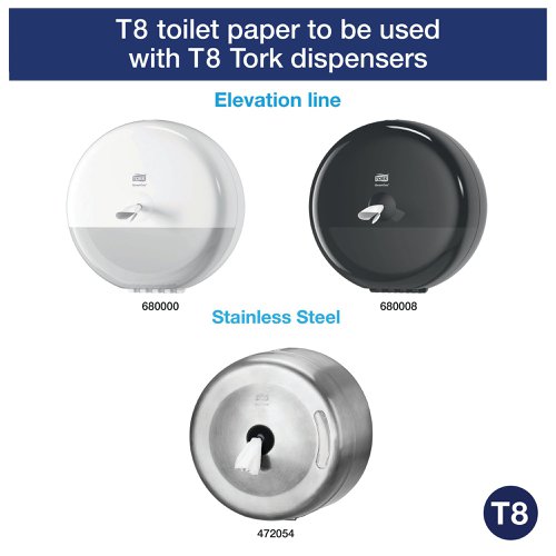 SCA05853 | Reduce washroom paper consumption with our Tork SmartOne Toilet Roll. It provides one sheet at a time for hygienic use. This high-capacity roll fits in a range of SmartOne dispensers for demanding washrooms with high traffic. Its dispensing method cuts consumption by up to 40% compared to jumbo toilet roll dispensers, meaning more visits per roll and less maintenance. Blocked pipes are minimised due to the paper's quick disintegration and packaging is hassle-free with the Tork Easy Handling Bag.