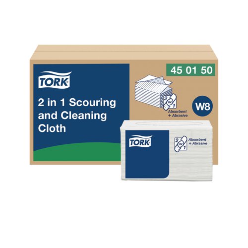 Tork 2 in 1 Scouring and Cleaning Cloth White 450150 (Pack of 360)