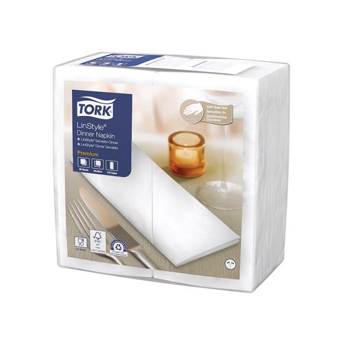 Tork Linstyle Dinner Napkin White 8 Fold (Pack of 50) 478145