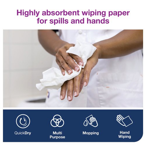 Tork W4 Wiping Paper + White 2-Ply 200 Sheets (Pack of 5) 130043