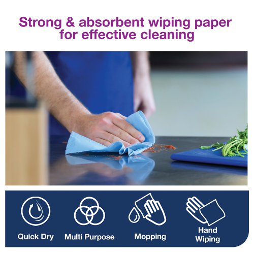 Tork W1 Wiping Paper Plus 2-Ply Blue 130050