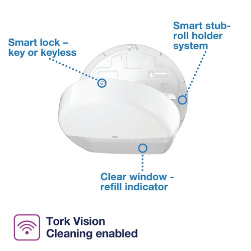 Tork T2 Mini Jumbo Toilet Roll Dispenser White 555000