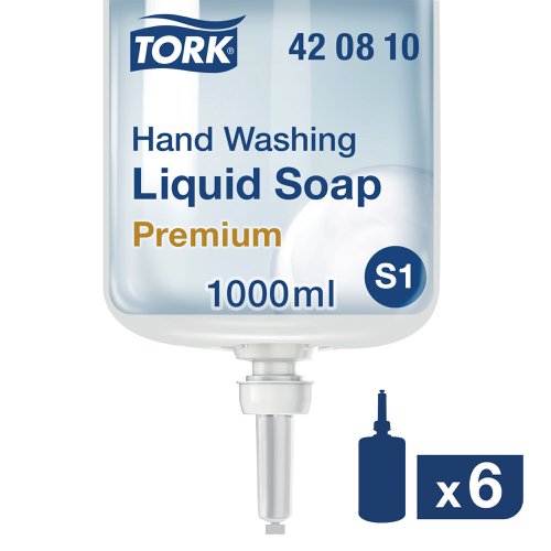 Tork Hand Washing Liquid Soap 1 Litre (6 Pack) 420810 | Essity