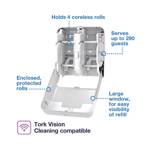 Tork OptiServe Coreless 4-Roll Toilet Roll Dispenser White 558051