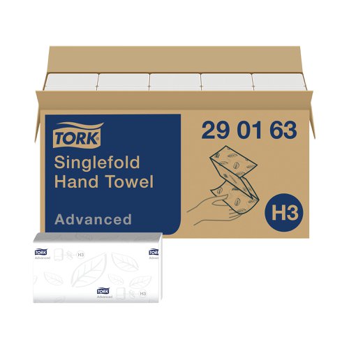 Tork Singlefold Hand Towel Advanced White 250 Sheets (Pack of 15) 290163