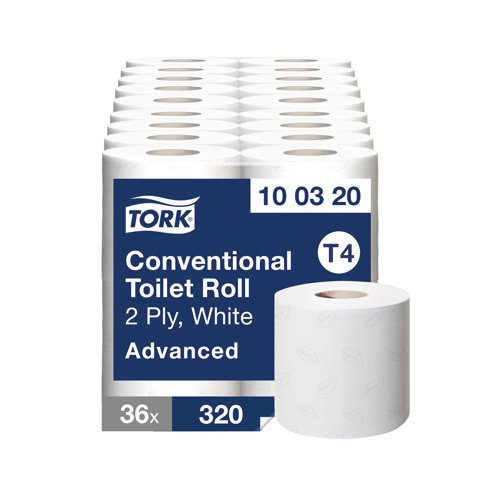 Tork Conventional Toilet Roll 2-Ply 320 Sheets (Pack of 36) 100320