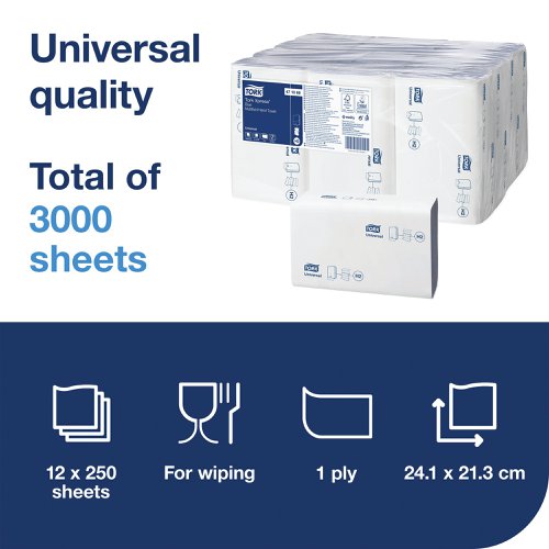 Tork Xpress Multifold Hand Towel 1-Ply H2 Blue 250 Sheets (Pack of 12) 471069