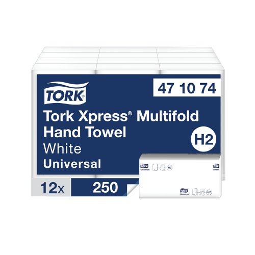 Tork Xpress Multifold Hand Towel H2 White 250 Sheets (Pack of 12) 471074