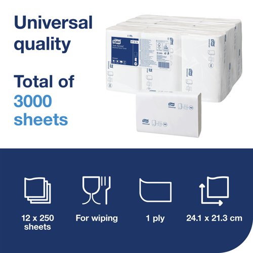 Tork Xpress Universal Multifold Hand Towel H2 1-Ply White 250 Sheets (Pack of 12) 471074