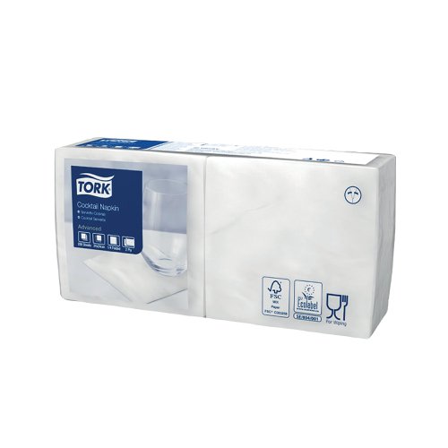 Tork Cocktail Napkins 2-Ply White (Pack of 200) 477534