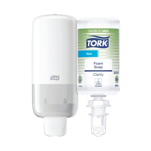 Tork Clarity Hand Wash Foam Soap 1000ml (Pack of 6) + FOC Tork Foam Soap Dispenser S4 White