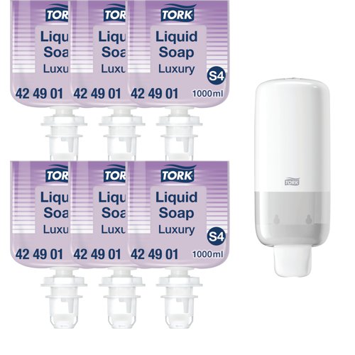 Tork Luxury Soft Liquid Soap Pack of 6 + FOC Dispenser | Essity