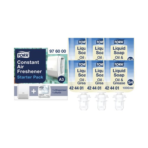 Tork Oil and Grease Liquid Soap (Pack of 6) + FREE Air Freshener Pack