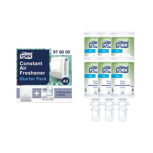 Tork Clarity Foam Soap Refill 1L (Pack of 6) + FREE Air Freshener Pack