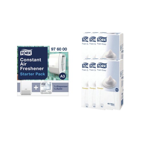 Tork Hand Lotion Foam Soap 800ml (Pack of 6) + FREE Air Freshener Pack