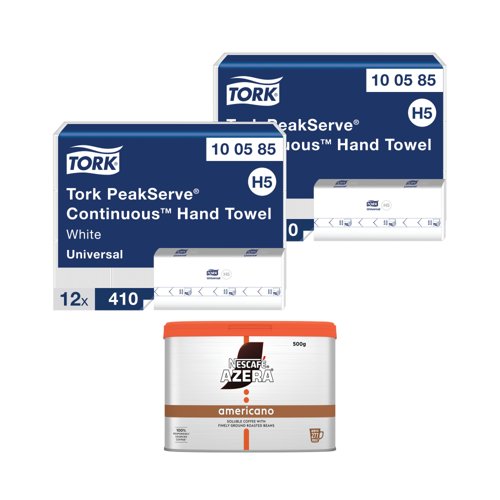 Tork Peakserve Continuous Hand Towel x12 Buy 2 FOC Nescafe Azera 500g