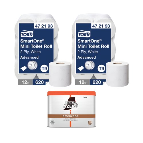 Tork SmartOne T9 Mini Toilet Roll x12 Buy 2 Get FOC Nescafe Azera 500g