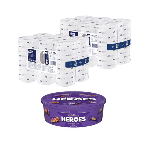 Tork OptiServe Coreless 3-Ply Toilet Roll x18 Buy 2 FOC Cadbury Heroes