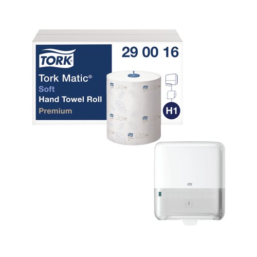 Tork Matic Soft Hand Towel Roll (Pack of 6) with Free Tork H1 Dispenser