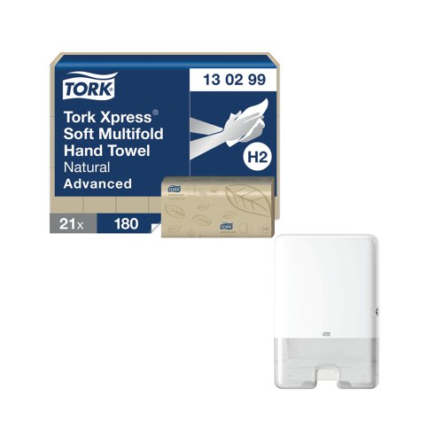 Tork Advanced Xpress Soft 2-Ply Multifold Hand Towels (Pack of 21) with Free Tork Xpress Multifold H