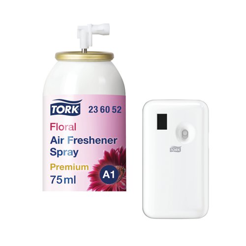 Tork Floral Air Freshner Refill 75ml (Pack of 12) + Free Tork A1 Air Freshener Spray Dispenser